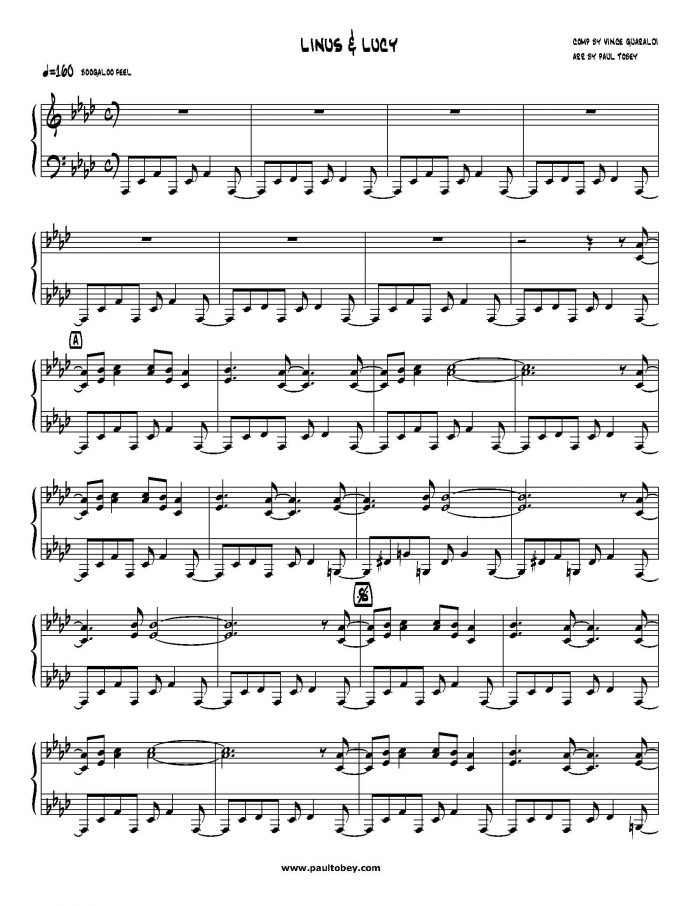 Free Printable Linus And Lucy Sheet Music Easy